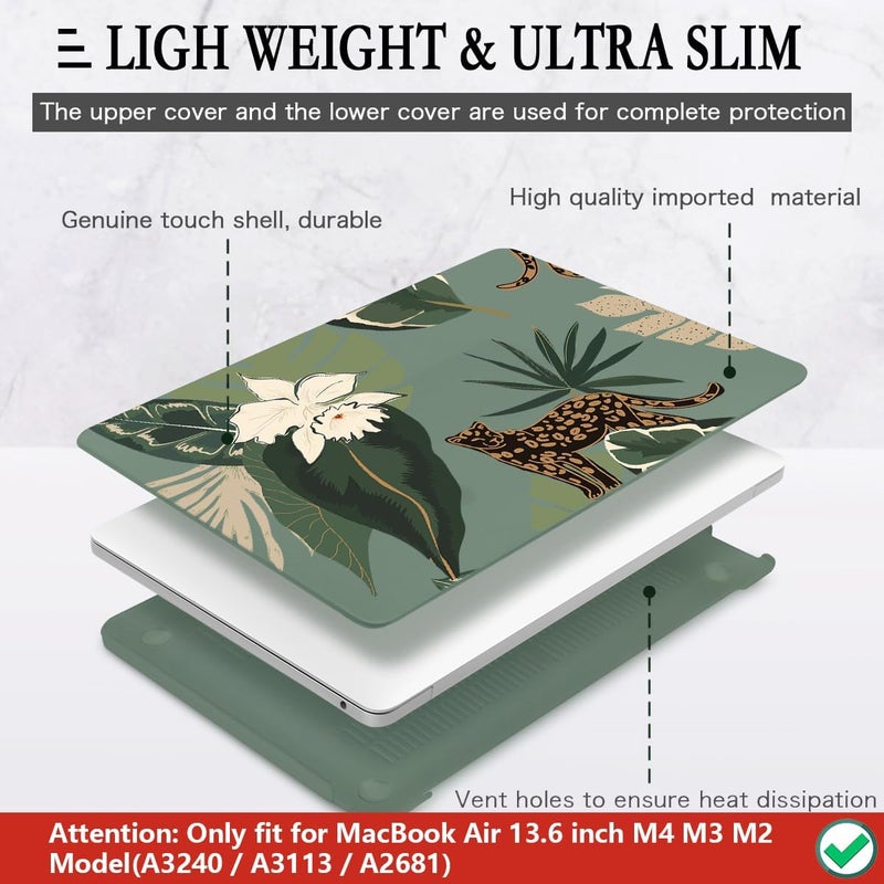 CISSOOK for MacBook Air 13.6 Inch Case 2024 2025 Model A3240 A3113 A2681, Panther Leopard Midnight Green Cover with Keyboard Cover for MacBook Air 13.6 M2 M3 M4 - Leopard - Image 4